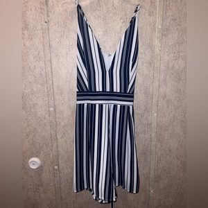 Blue/white striped romper